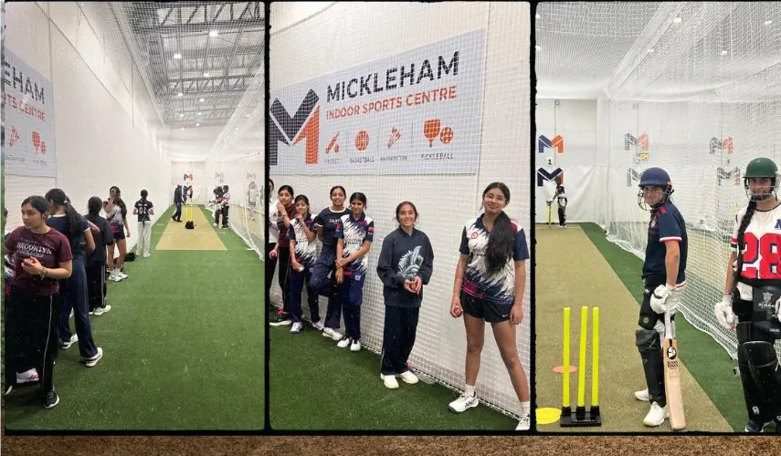 The DCC girls at pre-season training in the indoor nets at Mickleham